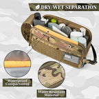 PAVILIA Tactical Toiletry Bag for Men, Travel Hygiene Bag, Military Gear Dopp Kit, Water Resist Molle Accessories Pouch, Mens Shaving Essentials, Gym Bathroom Shower Small Toiletries Tool EDC, Camo