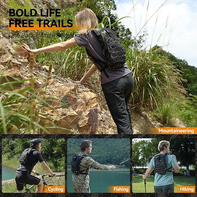 MARCHWAY Tactical Molle Hydration Pack with 2.5L TPU Water Bladder, Compact Yet Spacious Military Backpack for Hiking, Cycling, Backpacking, Hunting, Running