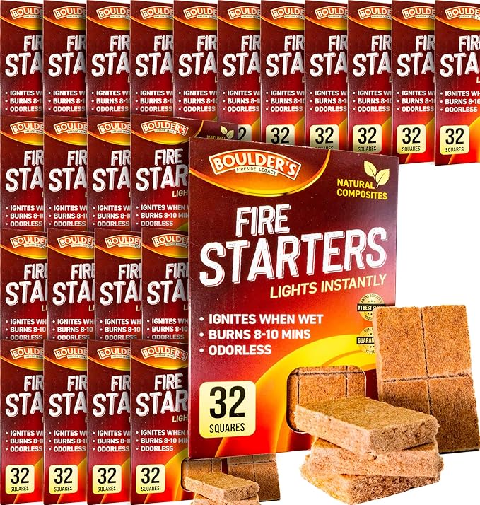 Fire Starter Cubes, 768 pcs - Bulk Pack - Fast Grill BBQ Charcoal Start - Odorless & Waterproof - Firestarter Squares for Campfire, Outdoor Fire Pit, Wood Stove, Fireplace, Logs - Camping Essentials