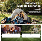 LET'S CAMP Camping Chair 2 Pack Folding Chair with 3-Can Cooler Bag Portable Lawn Chair with Cup Holder,Storage Pocket, Supports 225LBS, Collapsible Chair for Camp, Beach, Picnic (Grey)