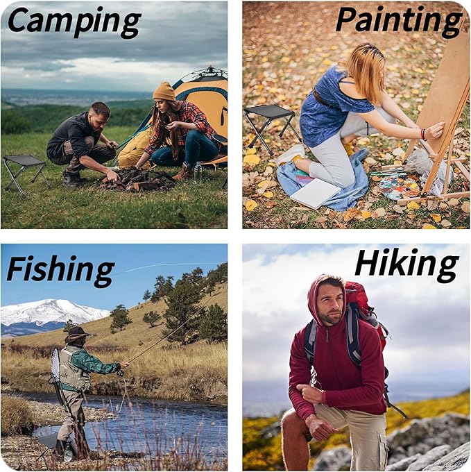 Generic 12inch Mini Portable Folding Stool, Camping Fishing Stool Suitable for Adult Fishing, Outdoor Hiking, Garden and Beach, Hold Up to 286 LBS with Carry Bag,(Black)