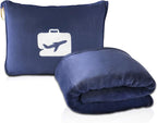 EverSnug Travel Blanket and Pillow Value Pack – Premium Soft & Lightweight | 2 in 1 Compact Blanket for Airplane, Car, Kids and Women | Color Includes Pink & Navy Blue