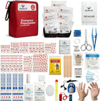 First Aid Kit 180 Piece - Flex Spending Eligible - Professional All-Purpose First Aid and Emergency Kit with Clearly Labeled Resealable Bags for Quick Access - (Red)