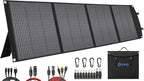 PPQ 200W Portable Solar Panel Kit 18V/12A,14lb Foldable Briefcase Solar Charger w/ 24% Efficiency,4 Cables & 16 Outputs for All Camping Power Station, RV Battery, Phones, IP67 Waterproof
