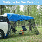 G4Free Car Awning Sun Shelter with Mosquito Net, Portable SUV Tent Tailgate Shade Car Canopy for Outdoor Camping Travel (Blue)