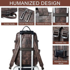Travel Backpack for Women, Fits 17.0" Notebook, Stylish Lay-Flat Carry-on Vegan Leather Backpack with Luggage Strap for Travel and Daily Use