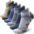 ANTSANG 6 Pairs Merino Wool Ankle Hiking Running Socks Compression Thick Cushion Breathable No Show Socks for Men Women