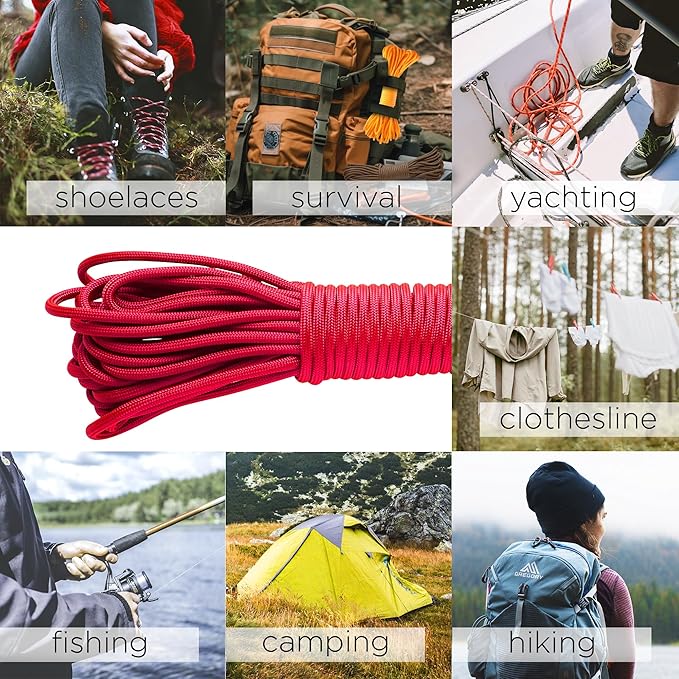 TECEUM 5/32" Paracord Rope 1000 – 1000ft / 200ft / 100ft / 50ft – Tactical Parachute Cord 4mm – 45+ Colors – Nylon String for Survival & Camping Gear – Stripe Cord for Survival – Utility Rope