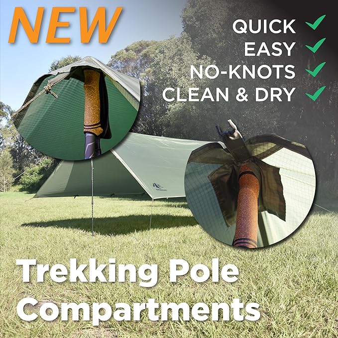 Camping Tarp 10x10 ft (3x3 m) Waterproof Lightweight Rain Fly - Backpacking, Hammock Shelter, Emergency Survival Tent, Durable, Compact All-Weather Cover