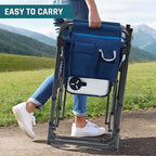 Camping Chairs Directors Chair with Side Table, Mesh Backrest Folding Lawn Chairs with Pocket, Foldable Camp Chair for Outdoor, Picnic, Sports and Fishing, Blue