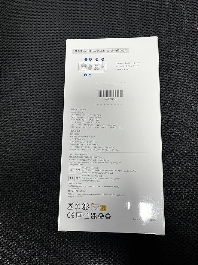 TOPK Portable Charger 20000mAh, Power Bank USB C 20W Fast Charging LED Display External Battery Pack Compatible with iPhone 13 12 11 Xs Samsung Google iPad etc.[2022 Version]