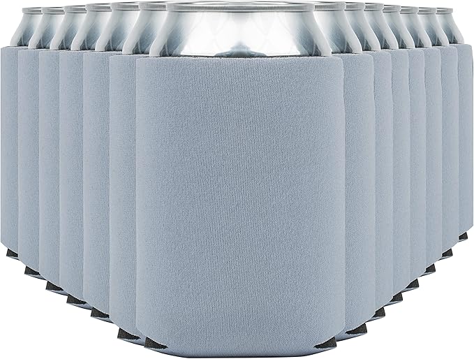 Blank Beer Can Cooler Sleeves (60-Pack) Soft Insulated Beer Can Coolies - HTV Friendly Blank Koolies in Bulk for Beer Cans & Bottles - Coolie Blanks for Vinyl Projects & Wedding Favors (Gray)