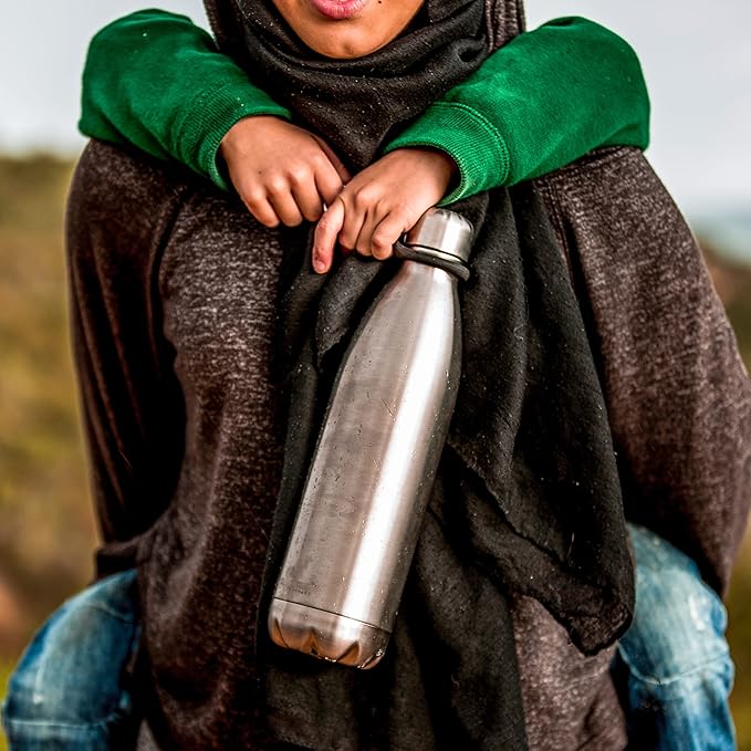 Greens Steel Stainless Steel Water Bottle - 25 oz, Steel | Vacuum Insulated Double Wall with Screw Lid/Leak Proof | Thermal Travel Sports Canteen Coffee Flask