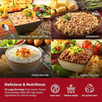 Legacy Food Storage 32 Serving Emergency Food Supply Bucket, 8 Entrees, 12,440 Total Calories, Shelf Stable Lunch & Dinner, Freeze Dried Survival Meals for MRE Camping, Hiking, Prepping
