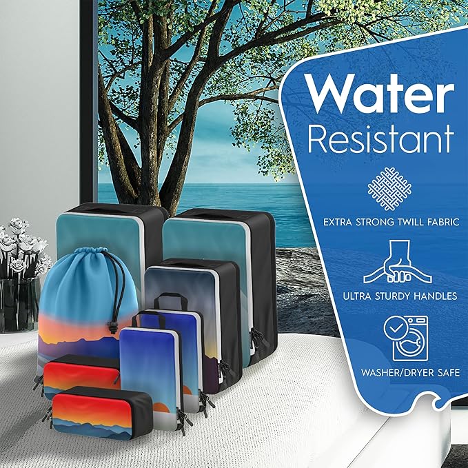 8-Piece Deluxe Packing Cubes Compression For Travel - Maximize Space In Luggage With Hybridmax Double Capacity Design, Large Compression Packing Cubes, Luxury Suitcase Organizer Bags, Complete Set