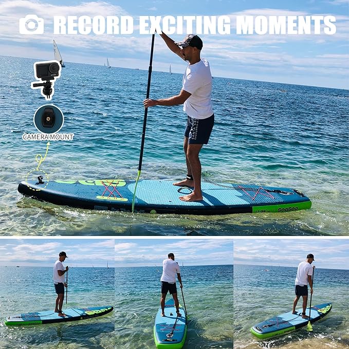 Inflatable Stand Up Paddle Board Includes Paddle, Dual Action Pump, and Accessories 11ft Lightweight iSUP, 33"*6" Wide Stable Design, Anti-Slip EVA Deck, Paddle Board for Adults
