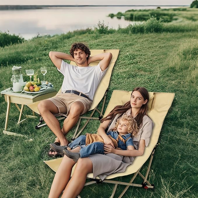 Oversized Backpack Beach Chairs 2 Pack with 4 Position Lay Flat Portable Low Camping Chairs with Headrest&Side Pocket Folding Reclining Chairs for Beach Lawn Outdoor