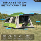 Tenplay 2-8Person Instant Pop-Up Family Tent,Family Large 2 Room Camping Tent, Easy Setup in 60s,Includes Rainfly,Room Divider,Carry Bag, Large Cabin Multi Room Tents for Camping Hiking Sleepover