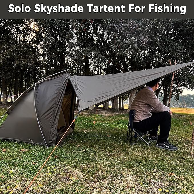 Onewind Ultralight One Person Tent, Single Person Fishing Tent with Rainfly Poles Easy Setup for 3 Season Camping Hiking Backpacking