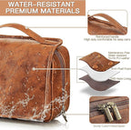 Elviros Hanging Toiletry Bag for Men Travel Essentials 3-in-1 Large Waterproof Dopp Kit PU Leather Shaving Bag with Separate Compartments for Grooming and Toiletries Mens Gift