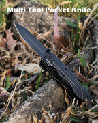 Rush Deer Pocket Knife - Folding EDC Multitool for Men, Small and Versatile Camping, Fishing, and Hiking Accessories Set (Matte Black)