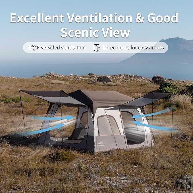 Naturehike Cape 4/6/8 Person Camping Tent, 60S Easy Setup Instant Tent Pop up Tent, Waterproof Large Tall 6/8 Person Tents for Camping, Car Camping