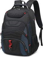 Boavan Laptop Backpack for men, 17.3 inch Laptop Bag with USB Port, Waterproof Travel Work Backpack Purse, Anti-Theft Teacher Nurse Doctor Casual Bookbags Office Business backpack，Black&Classic Navy