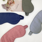 Sleep Mask Linen Eye Mask with Elastic Band,Comfort Sleeping Shade for Nighttime Sleeping, Traveling & Napping,Side Sleeper Eye Cover Cooling with Travel Bag Gift Package(Rose)