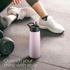 SipX™ Triple-Insulated Stainless Steel Water Bottle 25oz. With 3 Lids, BPA-Free Reusable Insulated Water Bottle Keeps Cold 24 Hours, Metal Water Bottle Made Of Sustainable Material For Hiking & Biking