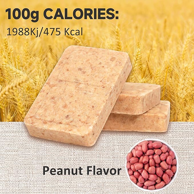 Emergency Food Supply - Peanut Hardtack, Mre Meals Military 2025, Emergency Meals Survival Bars, Camping Hiking Survival Food High Calorie Bars, 12 Count, Long Shelf Life