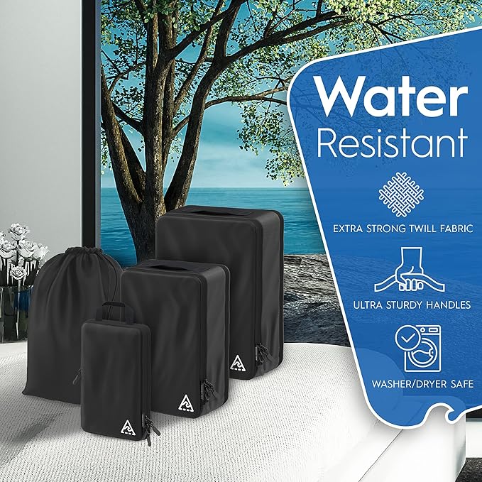 4-Piece Deluxe Compression Packaging Cube - Maximize Space In Luggage With Hybridmax Double Capacity Compression Cube Design, Luxury Compact Packing Cube Compression, Large, Small, & Medium Set