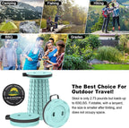 ALEVMOOM Upgraded Portable Collapsible Stool with Cushion, Telescoping Folding Stool for Adults, Lightweight Yet More Sturdy Capacity 600 lbs for Camping Fishing Hiking BBQ