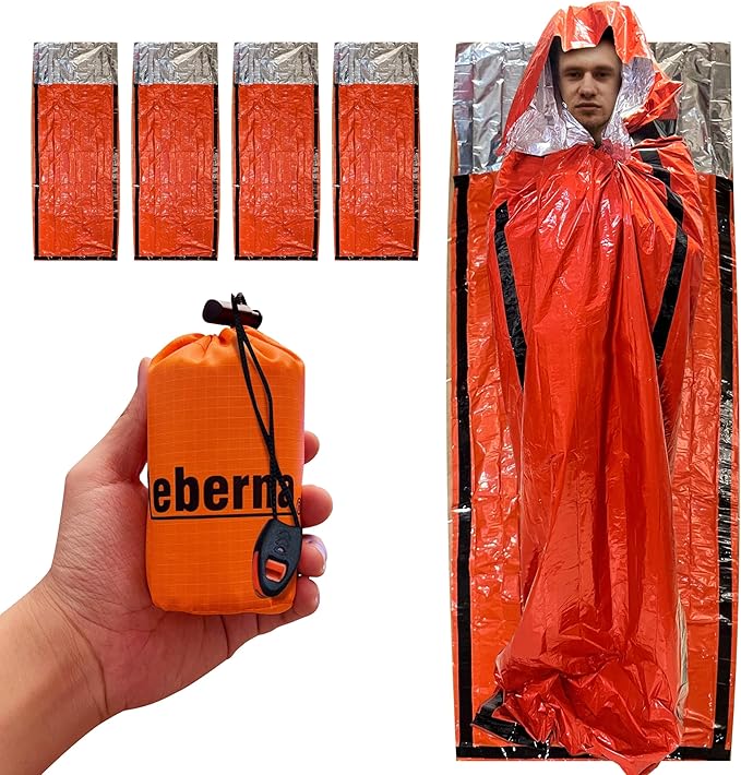 Emergency Bivy Sack Bivy Bag - Emergency Sleeping Bags 4 Pack Mylar Survival Sleeping Bag Emergency Bivvy Sack Waterproof Lightweight Foil Military Patriot Compact Gear Blanket Thermal Escape Camping