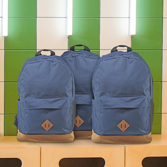 DISCOUNT PROMOS Multipurpose Laptop Backpacks Set of 10, Bulk Pack - Lots of Features for Everyday Use, Perfect for Employess, Businessman - Blue