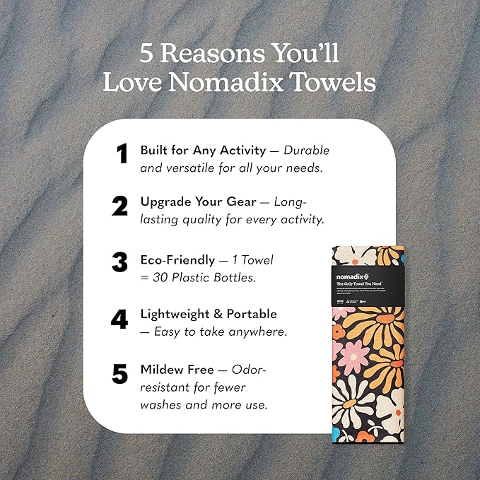 Nomadix Original Towel - Perfect for Beach, Pool, Travel, Camping, Yoga - Made with Recycled Materials - Super Absorbent - Sand Resistant - Hula Multi - 72.5x30