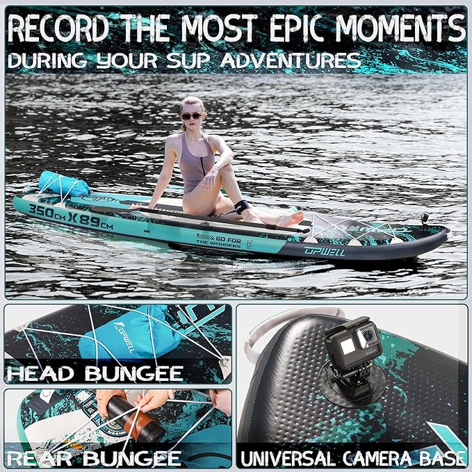 UPWELL 10'6"/11'/11'6" Inflatable Paddle Board, Stand Up Paddlboard for Youth & Adults, Stable Design, Premium SUP Accessories, Backpack, Leash, Hand Pump, Fins