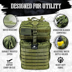 AMERICANPHOENIX 45L Elite Tactical Backpack | 3X Stronger Work & Military Backpack | Water Resistant and Heavy Duty | 3 Day MOLLE Bug Out Bag (Olive Green)