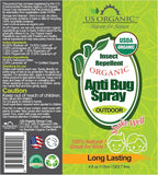 US Organic Mosquito Repellent Anti Bug Outdoor Pump Spray, 4 oz, Certified Organic, DEET-Free, Natural Insect Protection for Camping, Hiking, Travel