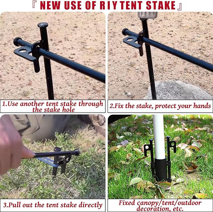 8 Pack Tent Stakes Heavy Duty Metal Tent Pegs for Camping Steel Tent Stakes 16 inch Unbreakable and Inflexible