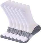 FOOTPLUS Hiking Copper Compression Socks,Unisex Cushioned Sole Arch Support Athletic Crew Running Socks