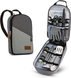 Camp Kitchen Cooking Utensil Set Travel Organizer Grill Accessories Portable Compact Gear for Backpacking BBQ Camping Hiking Travel Cookware Kit Water Resistant Case