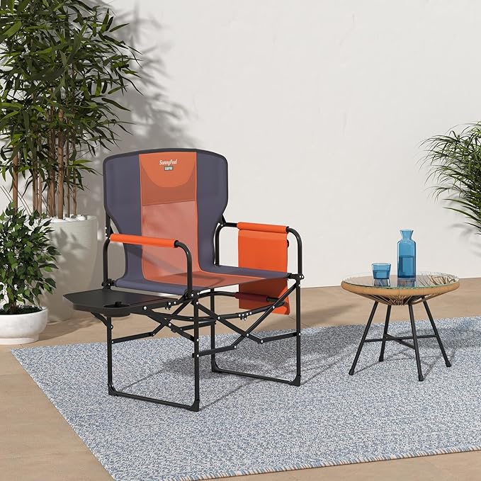 SUNNYFEEL Oversized Camping Directors Chair 2 Pack, Portable Folding Lawn Chairs for Adults Heavy Duty with Side Table,Pocket for Beach, Fishing,Picnic,Concert Outdoor, Foldable Camp Chairs