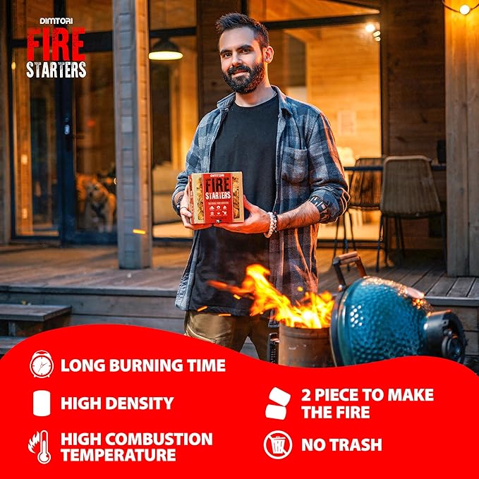 70 pcs Fire Starter for Indoor and Outdoor Use - Natural, Eco-Friendly Firelighter for Grills, Smokers, Fire Pits, Wood Stoves - Waterproof, All-Weather Charcoal Starter, Fire Starters for Campfires