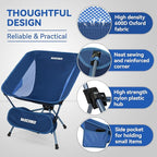 MARCHWAY Lightweight Folding Camping Chair, Portable Foldable Compact for Outdoor Camp, Travel, Beach, Picnic, Festival, Hiking, Backpacking, Supports 330Lbs (Dark Blue)