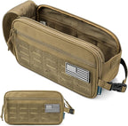 PAVILIA Extra Large Tactical Toiletry Bag for Men, Travel Hygiene Bag, Military Gear Dopp Kit, Molle Accessories Pouch, Shaving Grooming Essentials Gym Bathroom Shower Toiletries Tool EDC, Tan XL