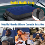 TREKOLOGY Camping Pillow - Large Inflatable (24"x15") for Home-Like Comfort, Portable & Ergonomic, Easy to Clean, Durable & Leak-Proof, Removable Strap for Secure Fit – ALUFT Ultra (Blue)