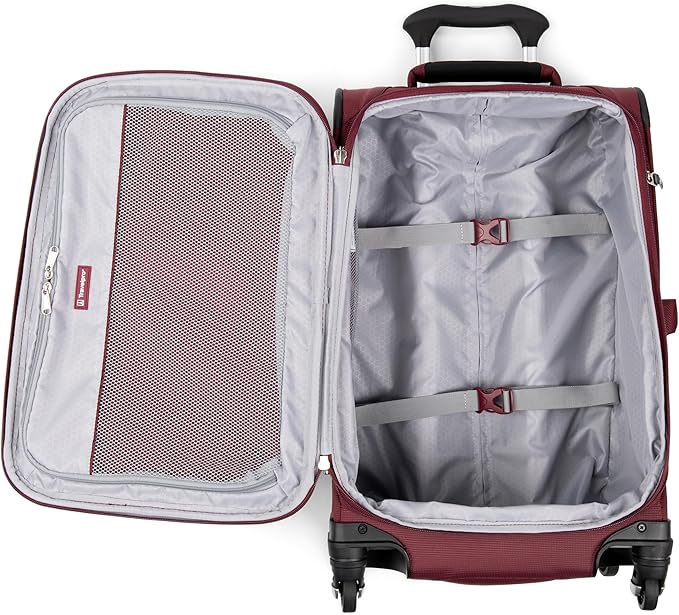 Travelpro Maxlite 5 Softside 2pc Set Expandable Carry On Luggage with 4 Spinner Wheels/Soft Underseat Tote, Lightweight Suitcase, Men and Women, Burgundy