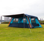 KTT Extra Large Tent 12 Person,Awning Family Cabin Tents,2 Rooms,3 Doors and 3 Windows with Mesh,Straight Wall,Waterproof,Double Layer,Big Tent for Outdoor,Picnic,Camping,Family Gathering