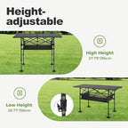 LET'S CAMP Folding Camping Table, Portable Aluminum Roll-up Picnic Backpacking Table with Adjustable Height, Large Storage and Carrying Bag for Picnic, Camping, BBQ, Party, Backyard, Beach