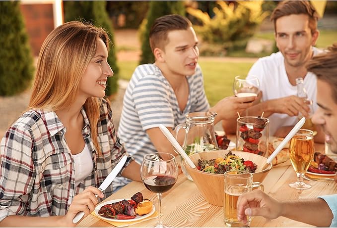 13 Piece Stainless Steel Family Cutlery Picnic Utensil Set with Travel Case for Camping | Hiking | BBQs - Includes Forks | Spoons | Knifes | Chopstick, Plus Nylon Commuter Case (Orange)